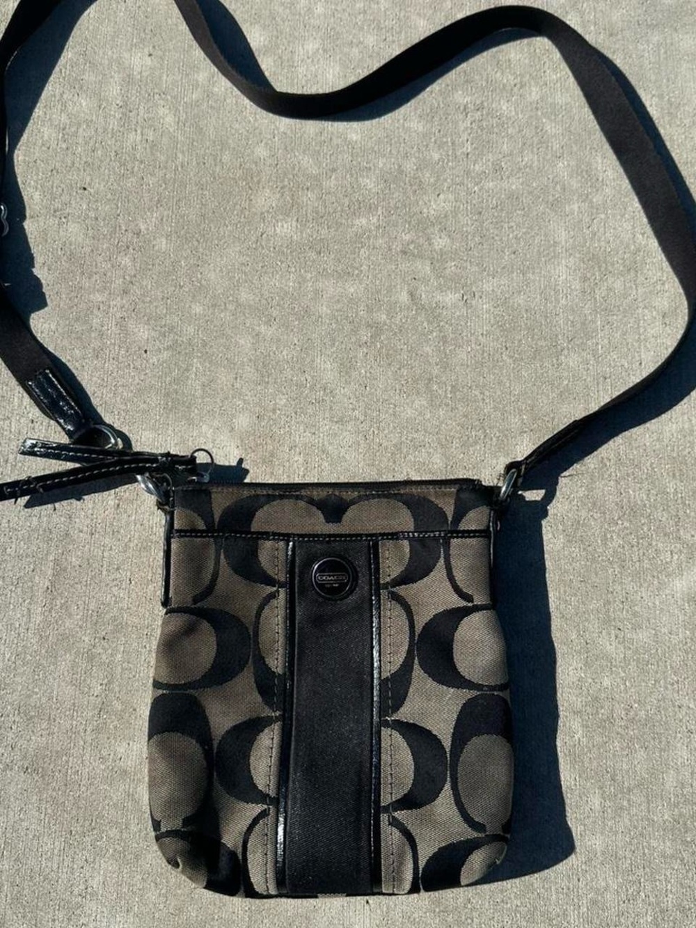 Coach Brown and Black Signature Crossbody